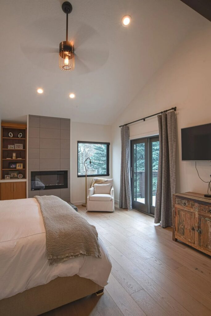 Ranch Place bedroom looking at French doors