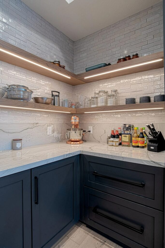 Sun Peak kitchen corner with shelves